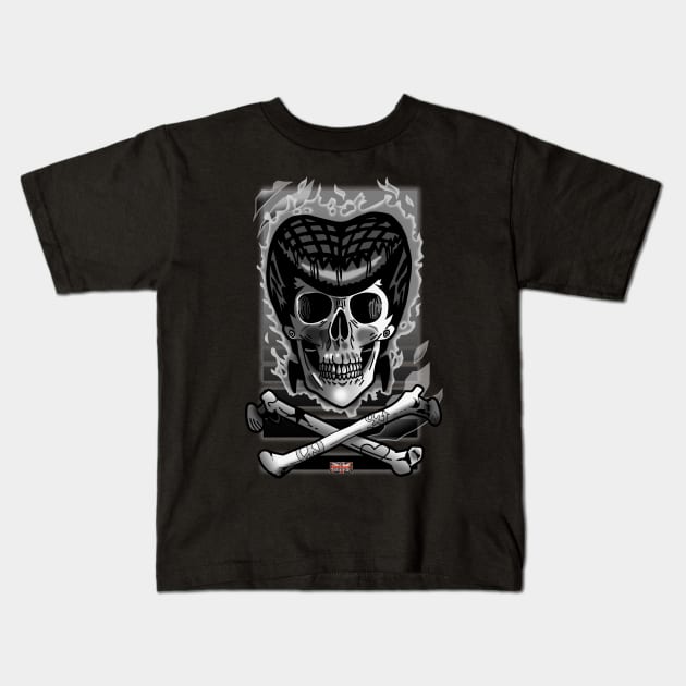 Pompadour Skull Kids T-Shirt by AJH designs UK